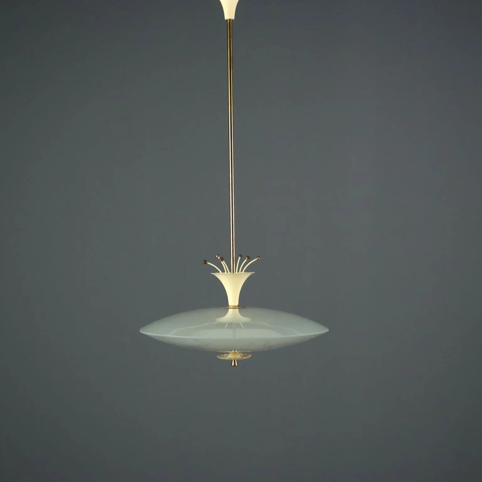 Vintage Ceiling Lamp Design Glass Aluminium Italy 1950s | Modernism | Lighting