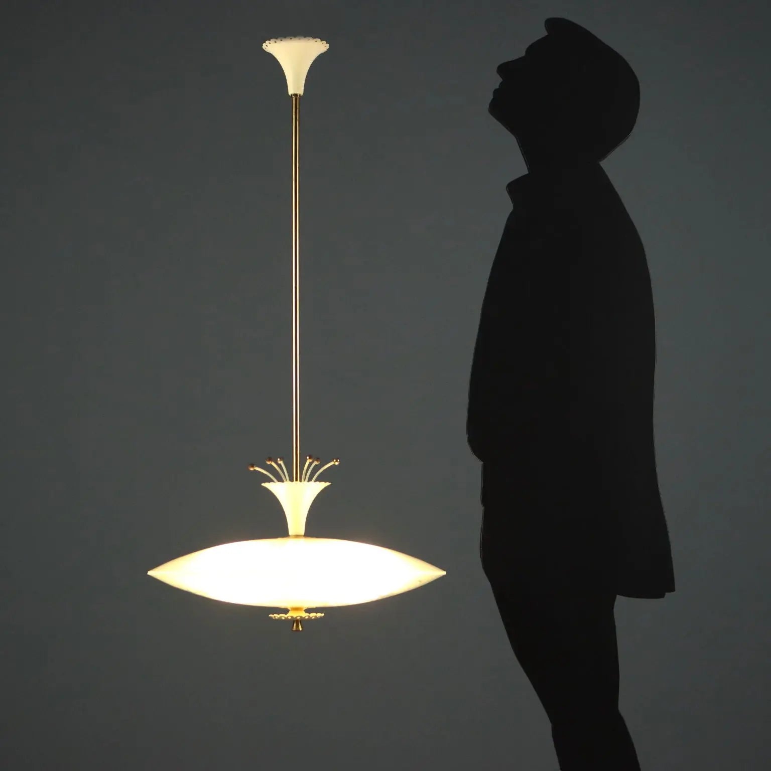Vintage Ceiling Lamp Design Glass Aluminium Italy 1950s | Modernism | Lighting