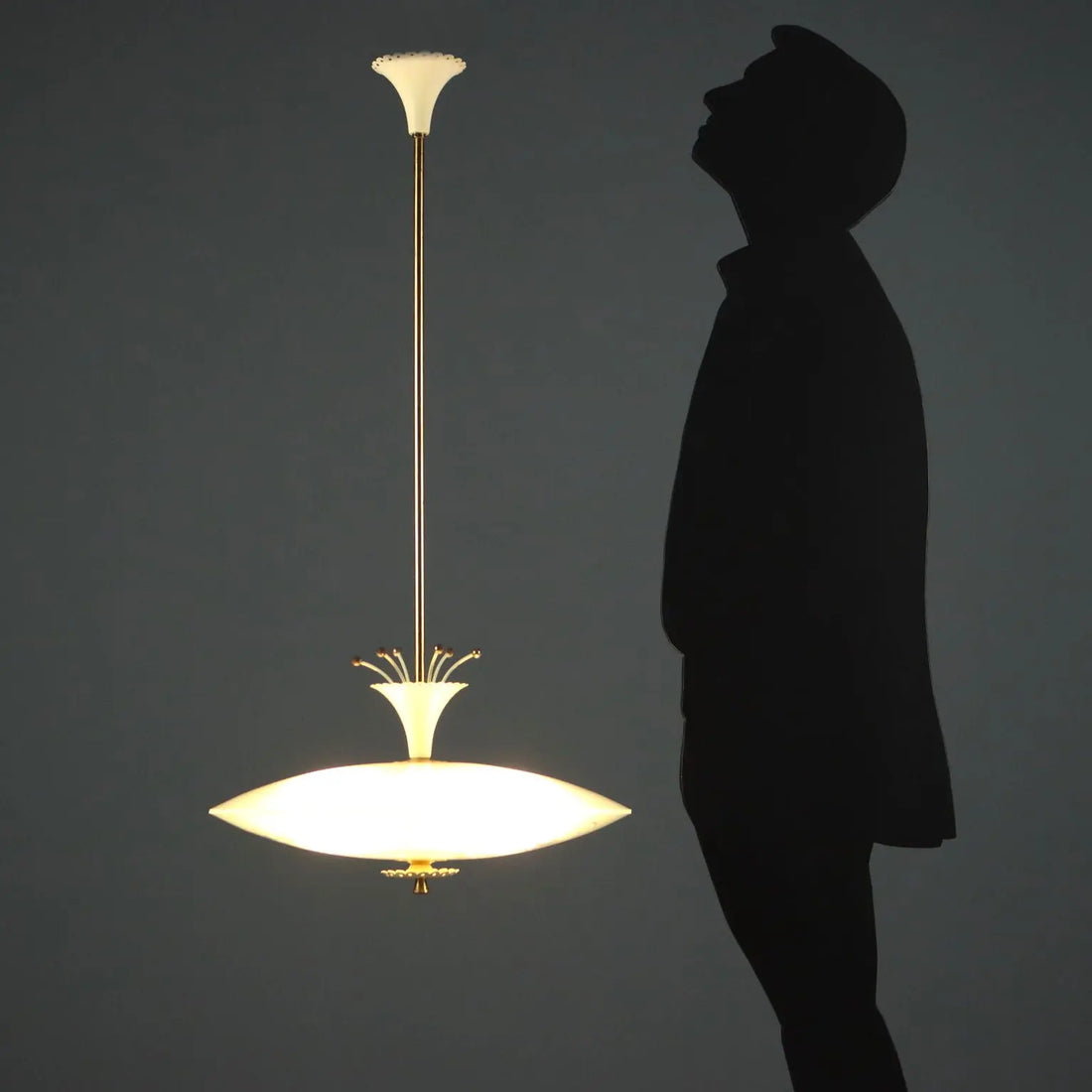 Vintage Ceiling Lamp Design Glass Aluminium Italy 1950s | Modernism | Lighting