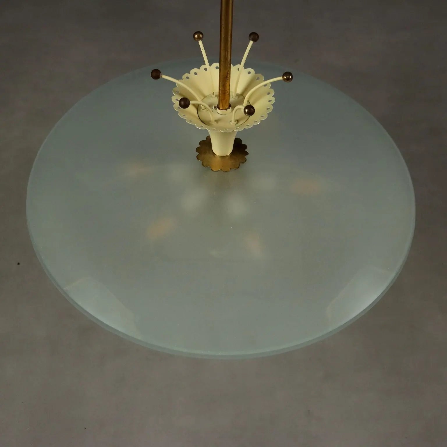 Vintage Ceiling Lamp Design Glass Aluminium Italy 1950s | Modernism | Lighting