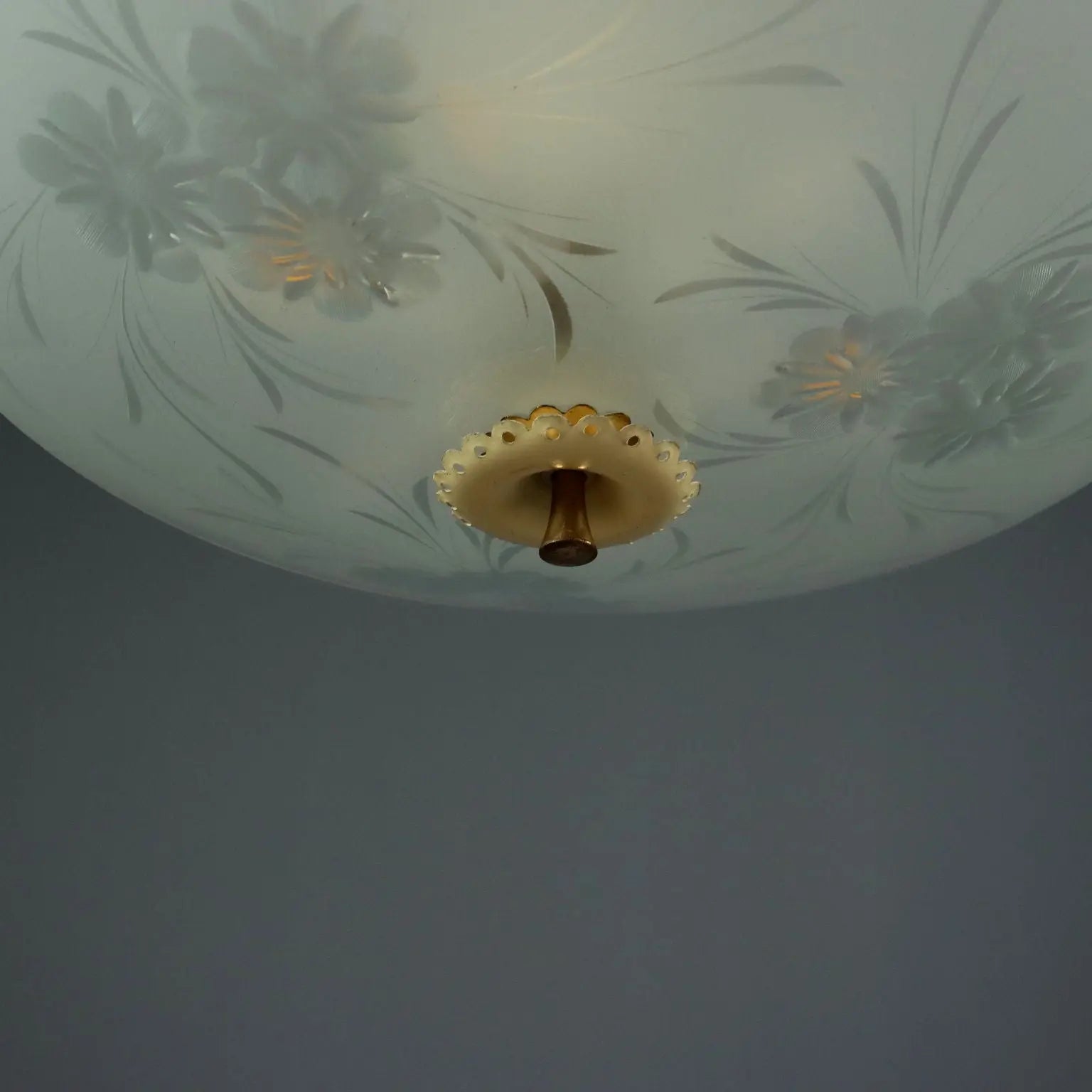 Vintage Ceiling Lamp Design Glass Aluminium Italy 1950s | Modernism | Lighting