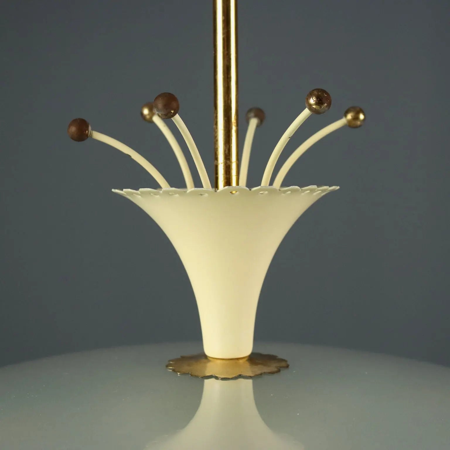 Vintage Ceiling Lamp Design Glass Aluminium Italy 1950s | Modernism | Lighting