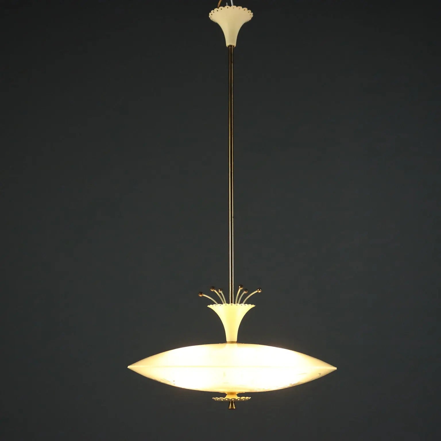 Vintage Ceiling Lamp Design Glass Aluminium Italy 1950s | Modernism | Lighting