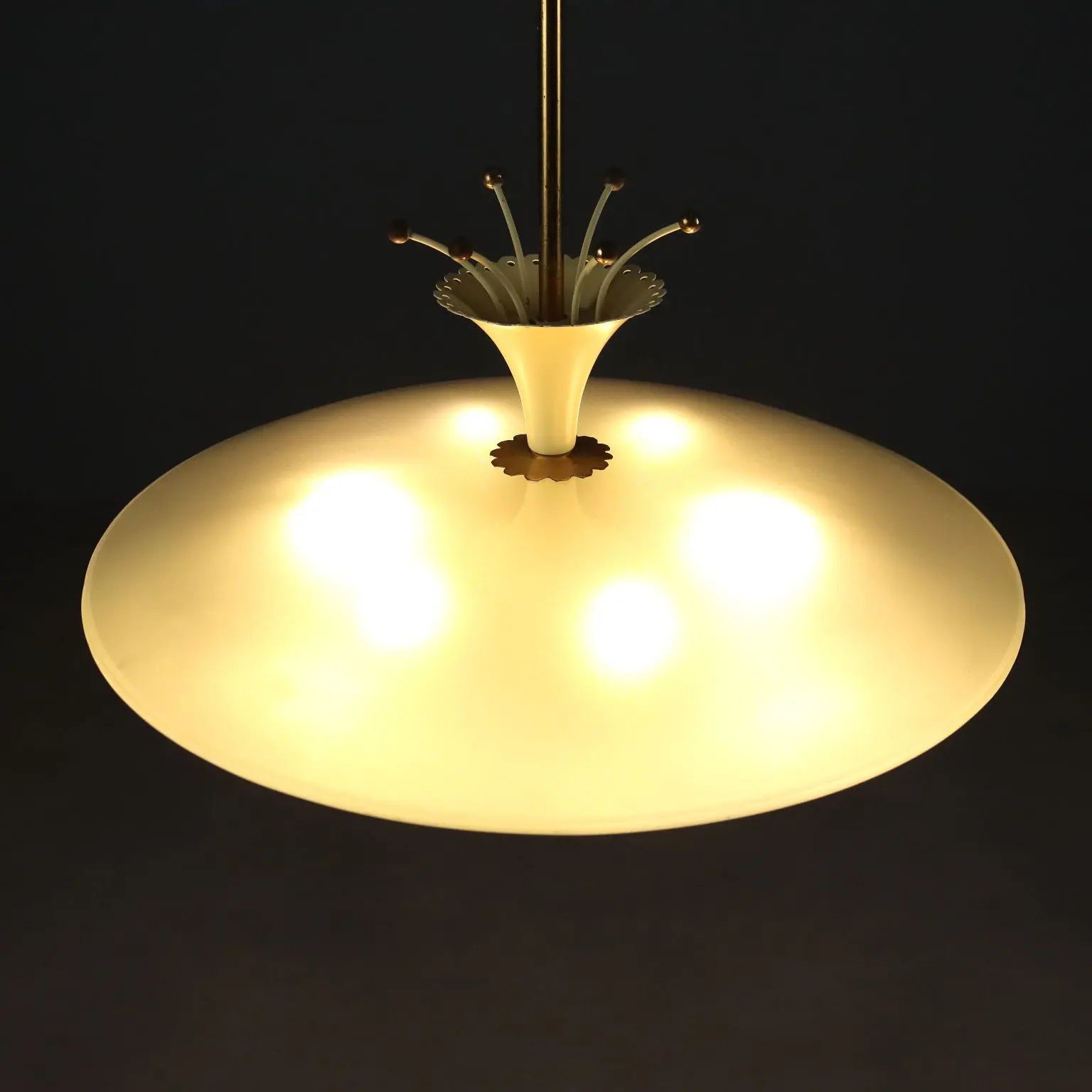 Vintage Ceiling Lamp Design Glass Aluminium Italy 1950s | Modernism | Lighting