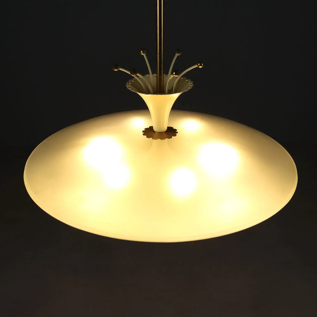 Vintage Ceiling Lamp Design Glass Aluminium Italy 1950s | Modernism | Lighting