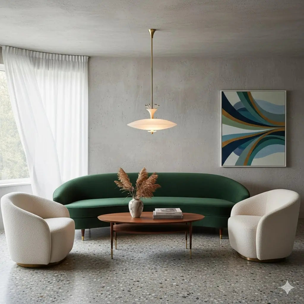 Vintage Ceiling Lamp Design Glass Aluminium Italy 1950s | Modernism | Lighting