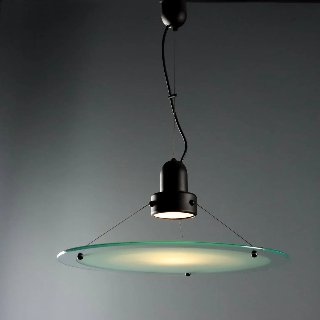 Vintage Ceiling Lamp Glass Enamelled Metal Design Italy 1980s | Modernism | Lighting