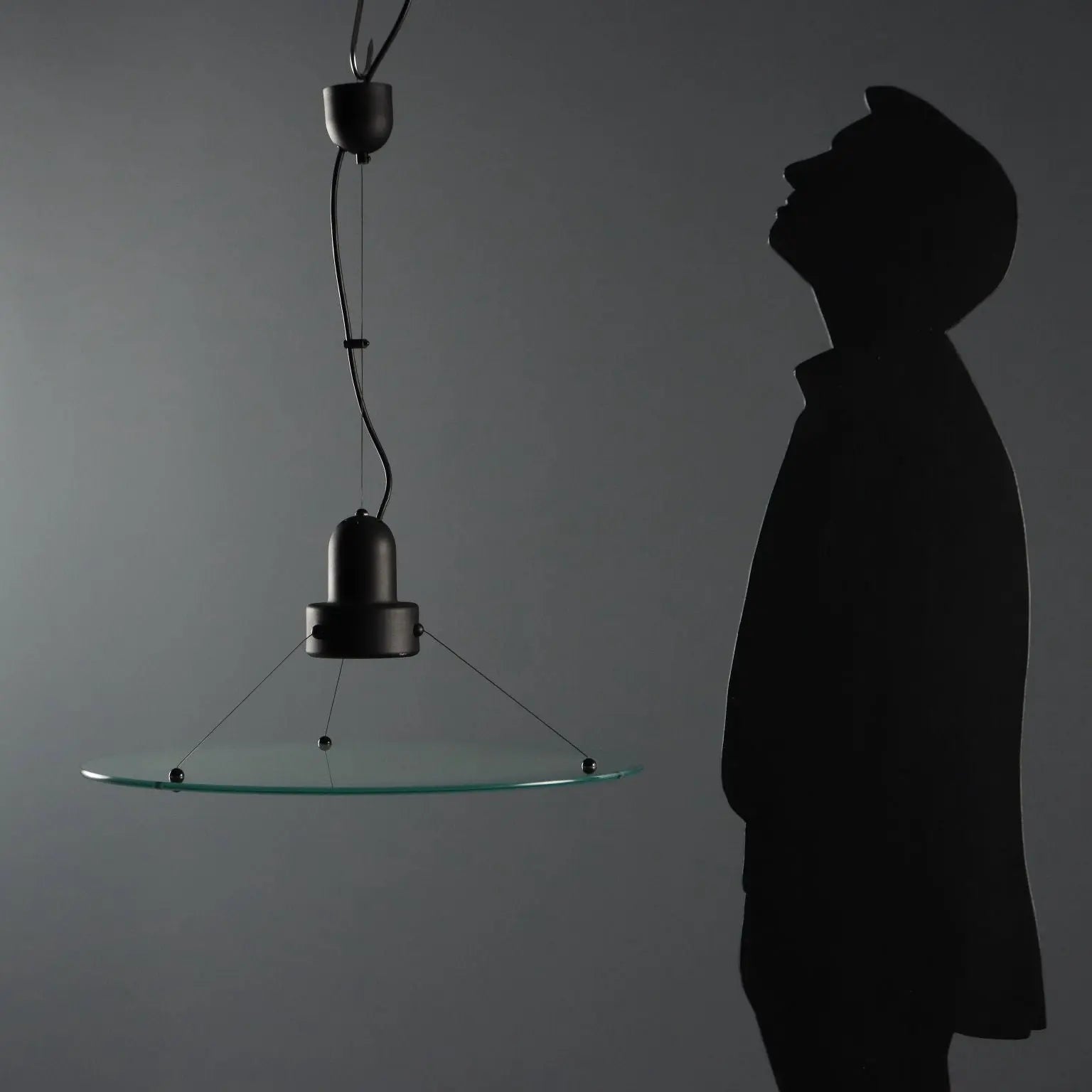 Vintage Ceiling Lamp Glass Enamelled Metal Design Italy 1980s | Modernism | Lighting
