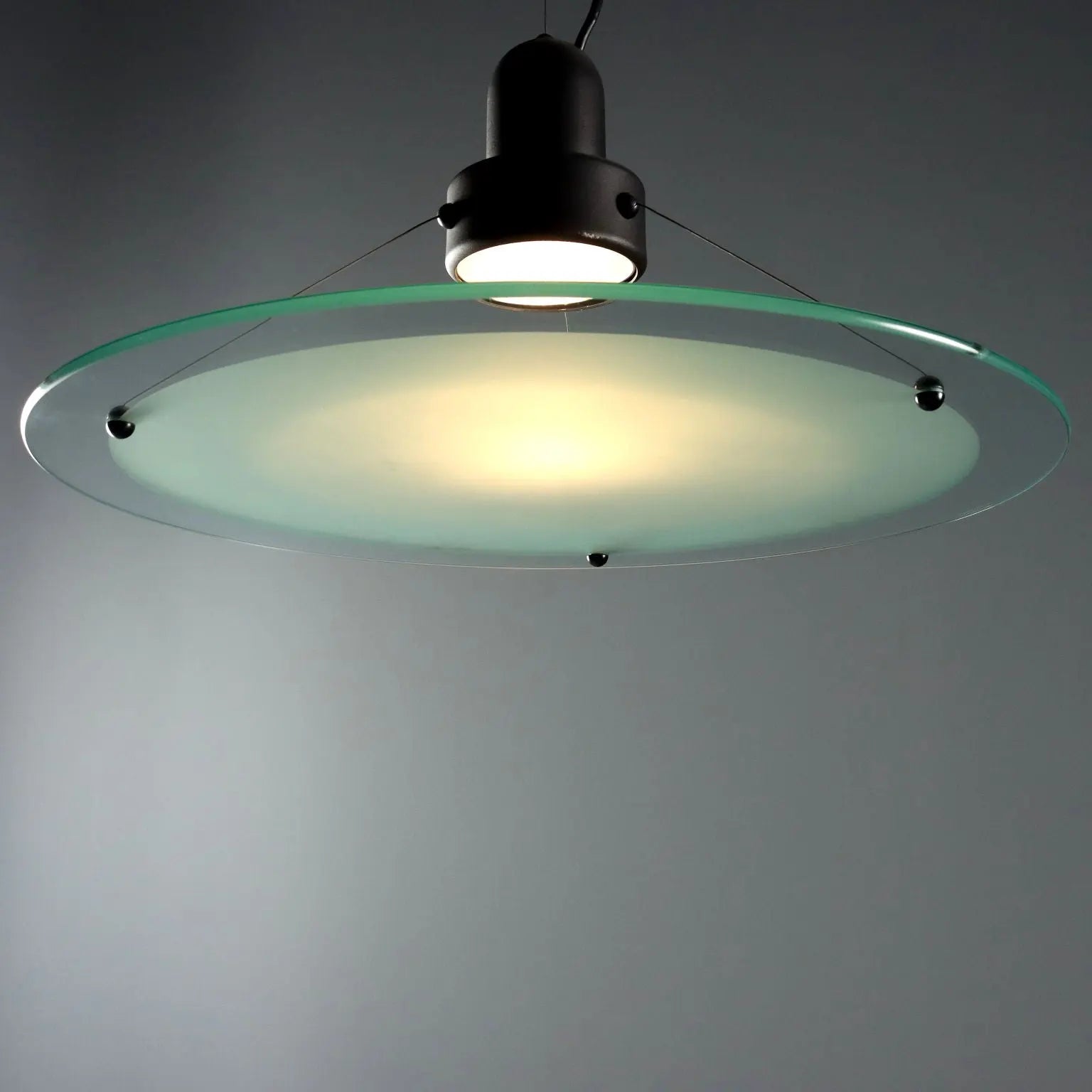 Vintage Ceiling Lamp Glass Enamelled Metal Design Italy 1980s | Modernism | Lighting