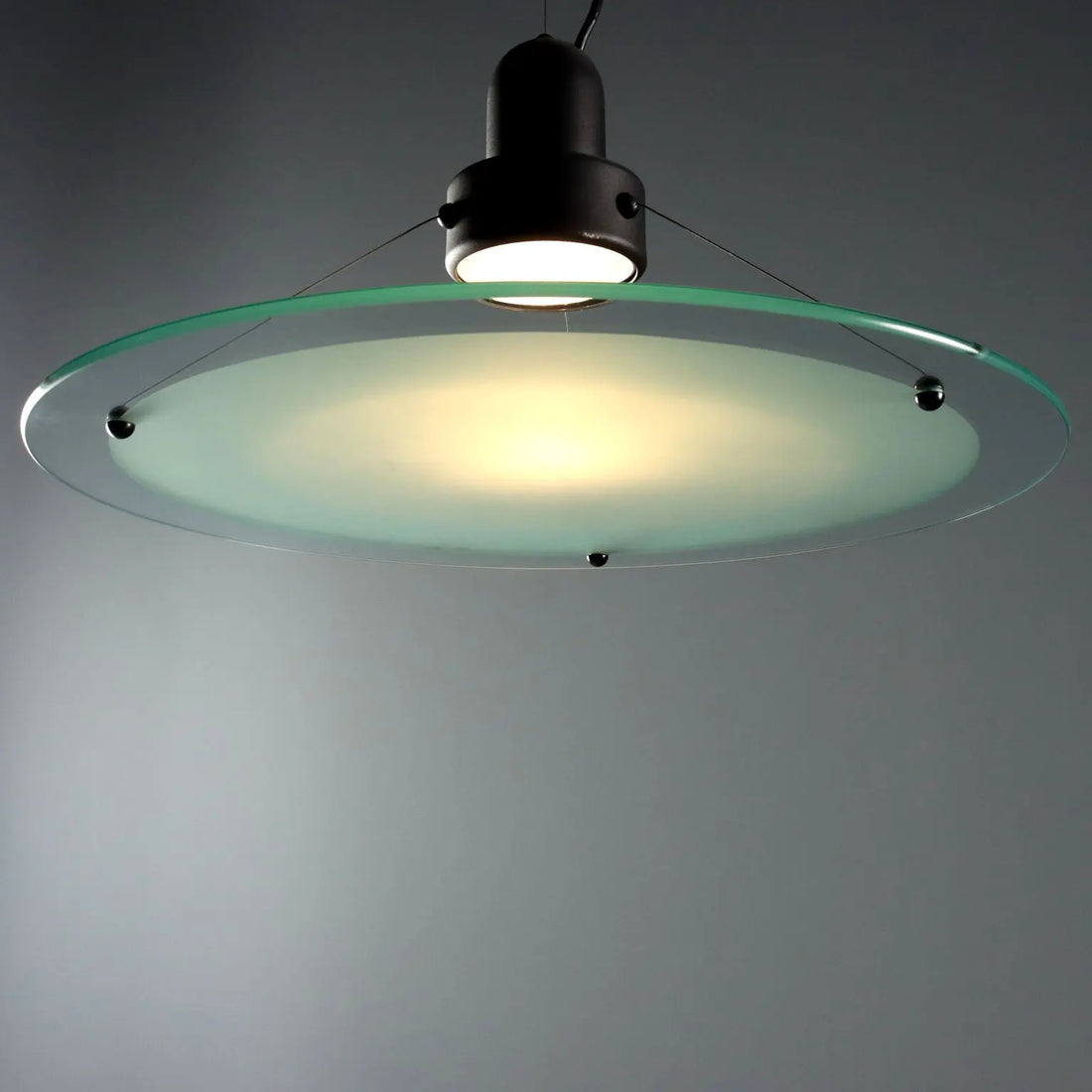 Vintage Ceiling Lamp Glass Enamelled Metal Design Italy 1980s | Modernism | Lighting