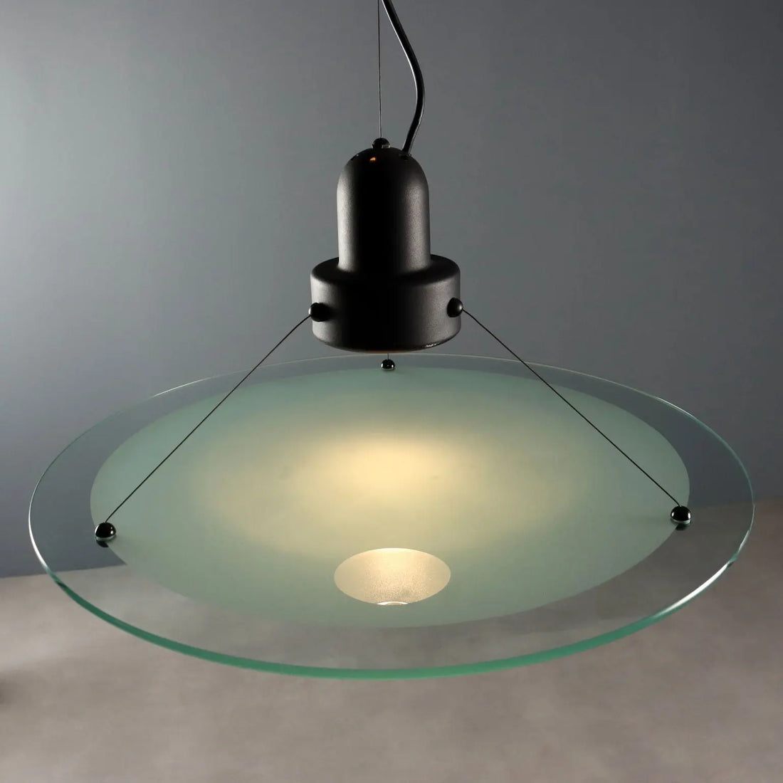Vintage Ceiling Lamp Glass Enamelled Metal Design Italy 1980s | Modernism | Lighting