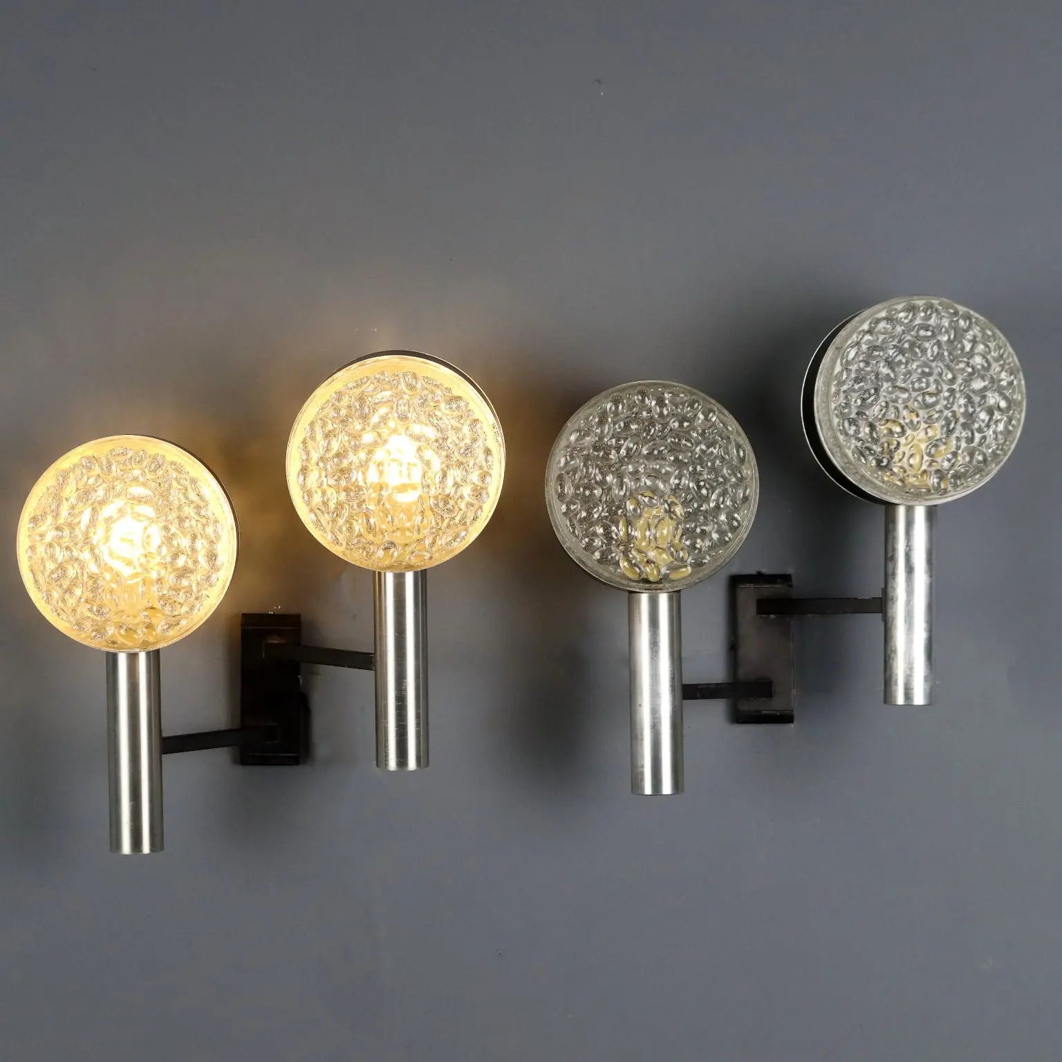 Vintage Wall Lamps Design Aluminium Metal Glass 1960s | Modernism | Lighting