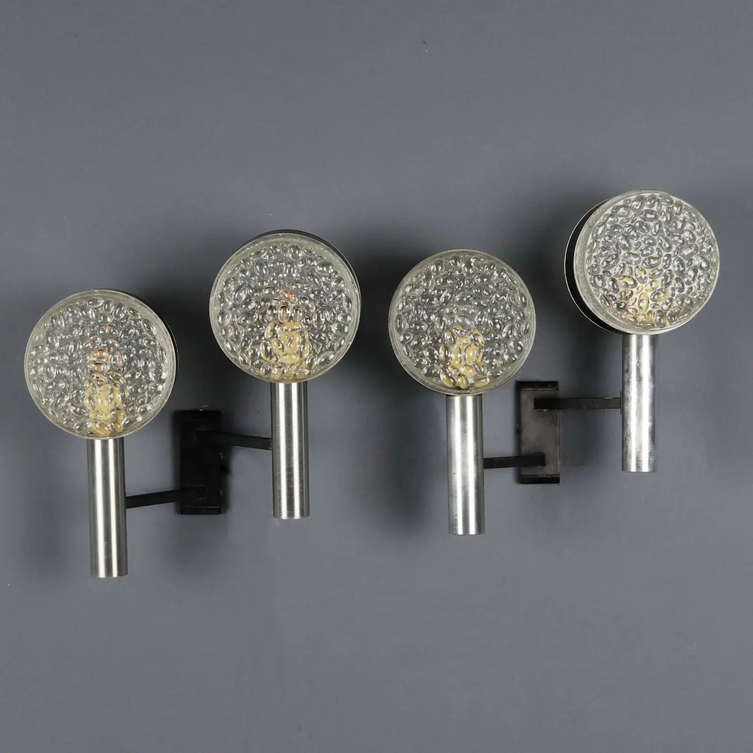 Vintage Wall Lamps Design Aluminium Metal Glass 1960s | Modernism | Lighting