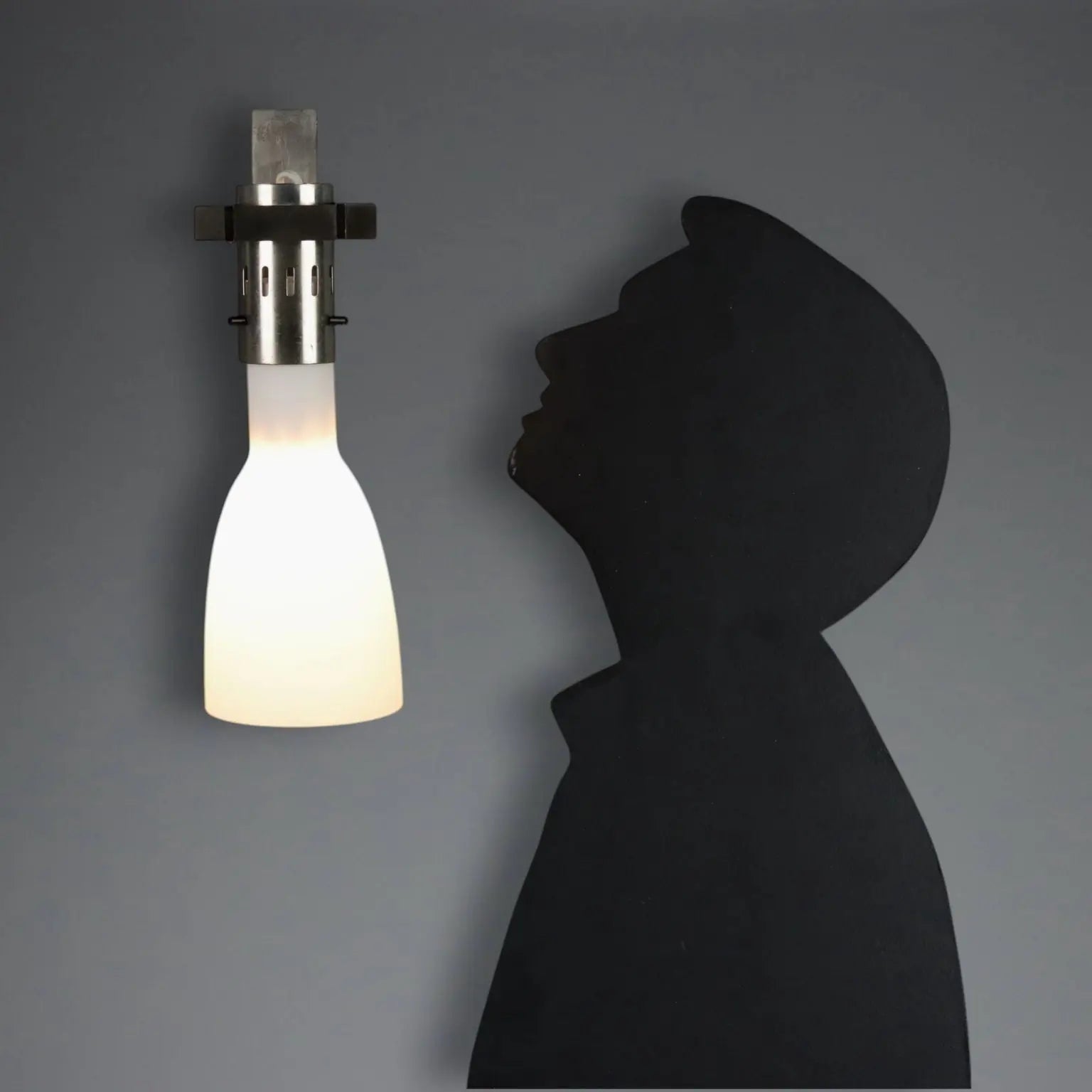 Vintage Metal and Opaline Glass Sconce, 1960s