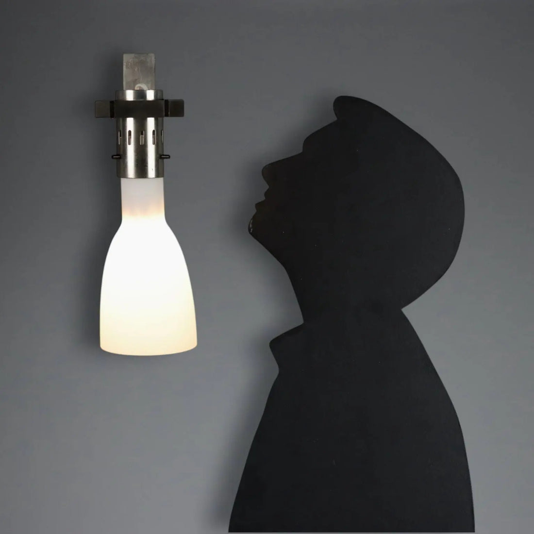 Vintage Metal and Opaline Glass Sconce, 1960s
