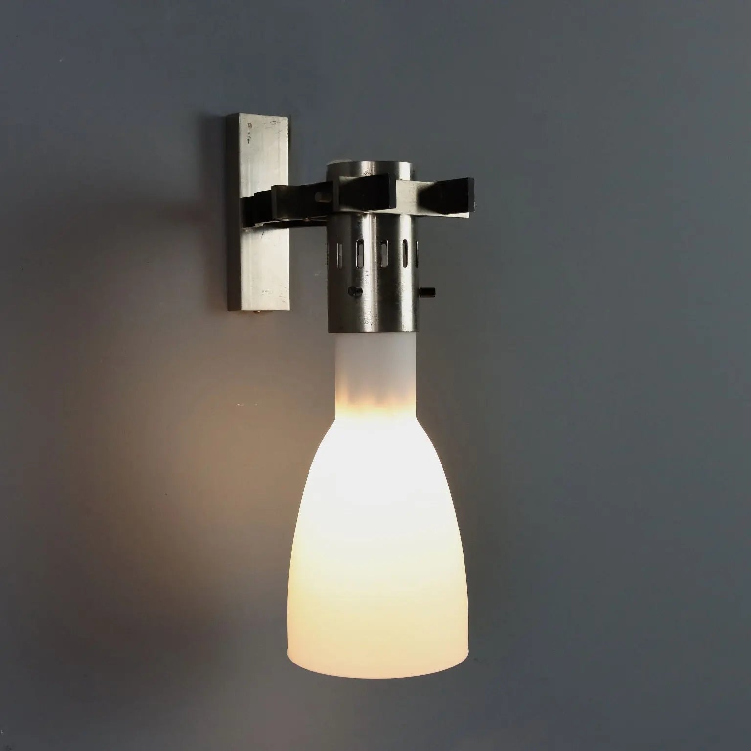Vintage Metal and Opaline Glass Sconce, 1960s