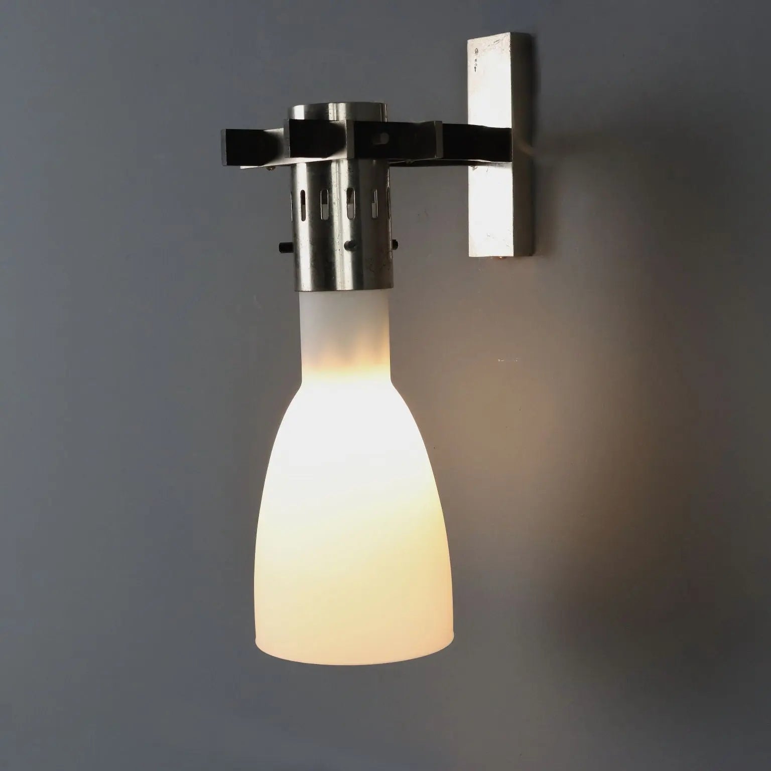 Vintage Metal and Opaline Glass Sconce, 1960s