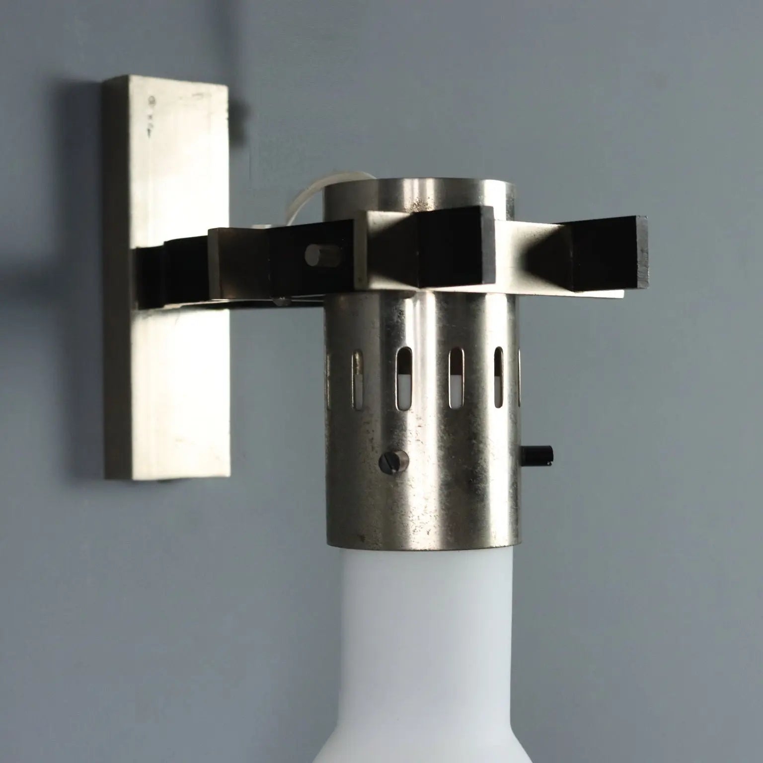 Vintage Metal and Opaline Glass Sconce, 1960s