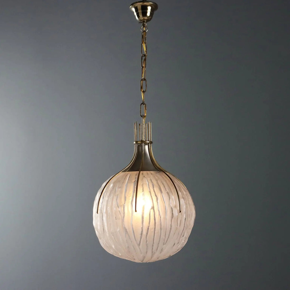 Vintage Ceiling Lamp in Metal and Glass, 1970s
