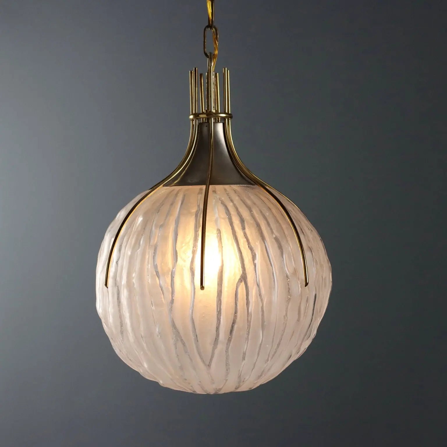 Vintage Ceiling Lamp in Metal and Glass, 1970s