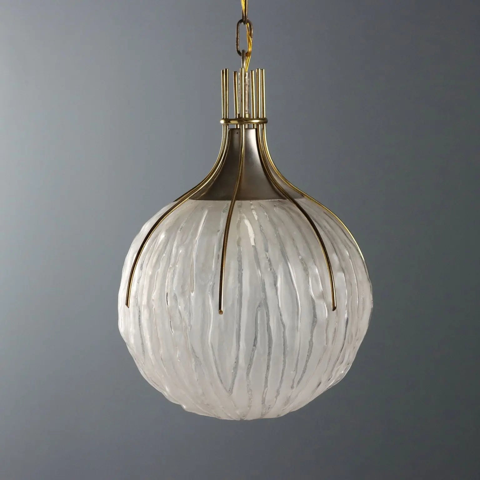 Vintage Ceiling Lamp in Metal and Glass, 1970s