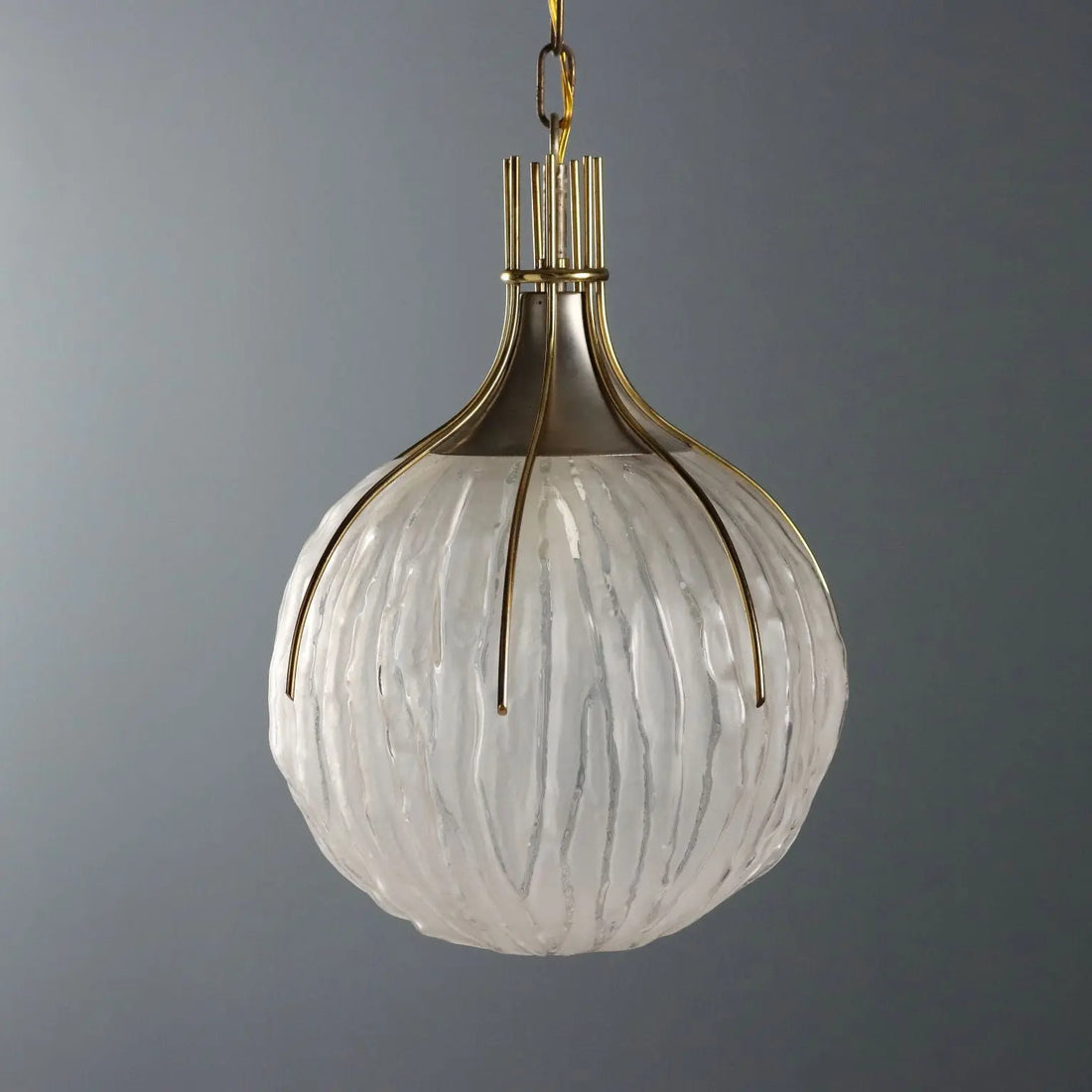 Vintage Ceiling Lamp in Metal and Glass, 1970s