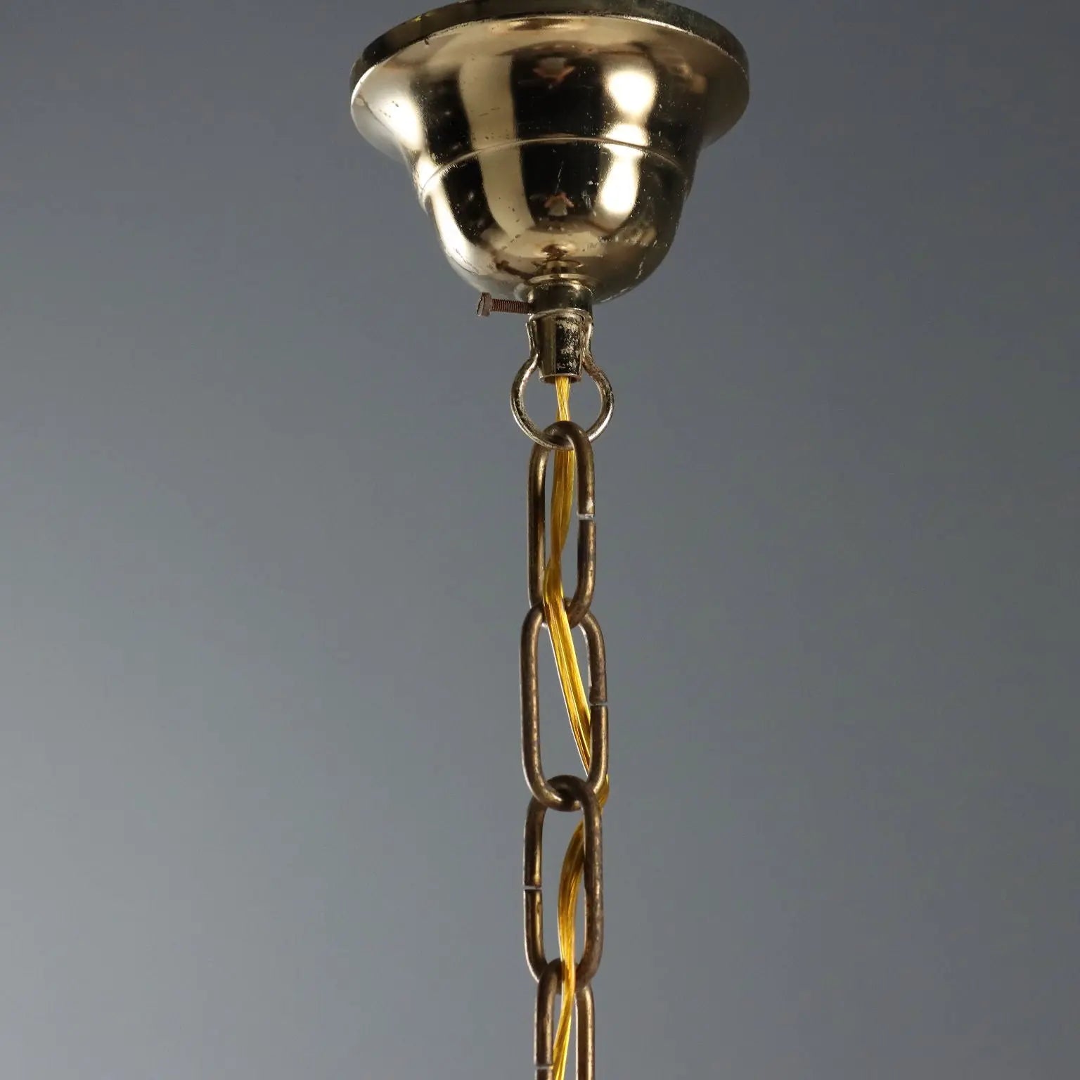 Vintage Ceiling Lamp in Metal and Glass, 1970s