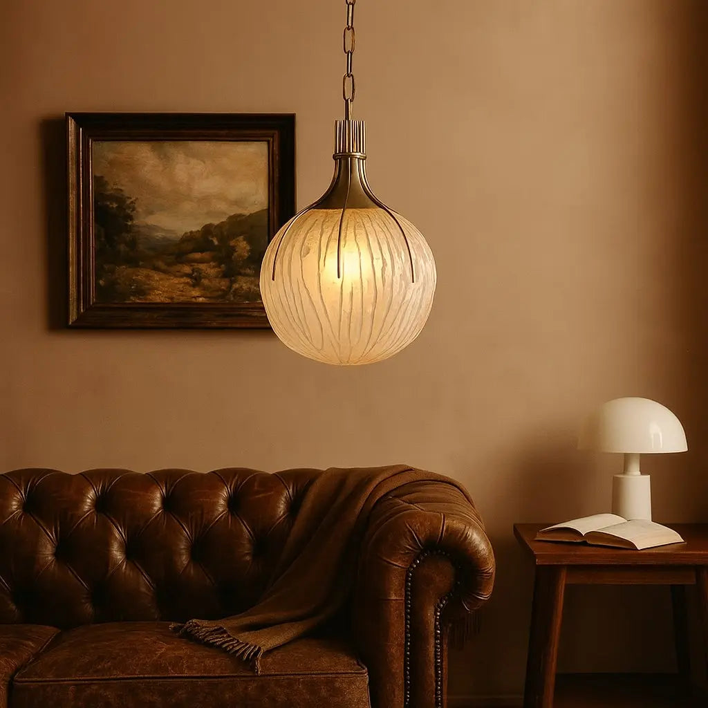 Vintage Ceiling Lamp in Metal and Glass, 1970s