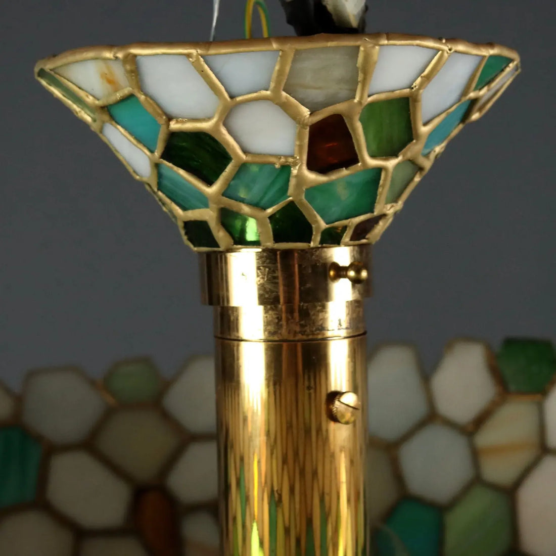 Antique Chandelier Tiffany Style Brass Glass Italy XX Century | Modernism | Lighting