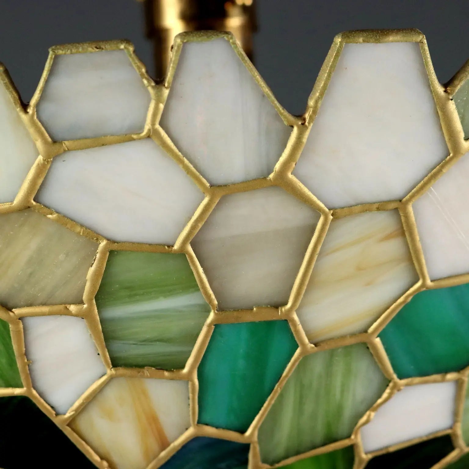 Antique Chandelier Tiffany Style Brass Glass Italy XX Century | Modernism | Lighting
