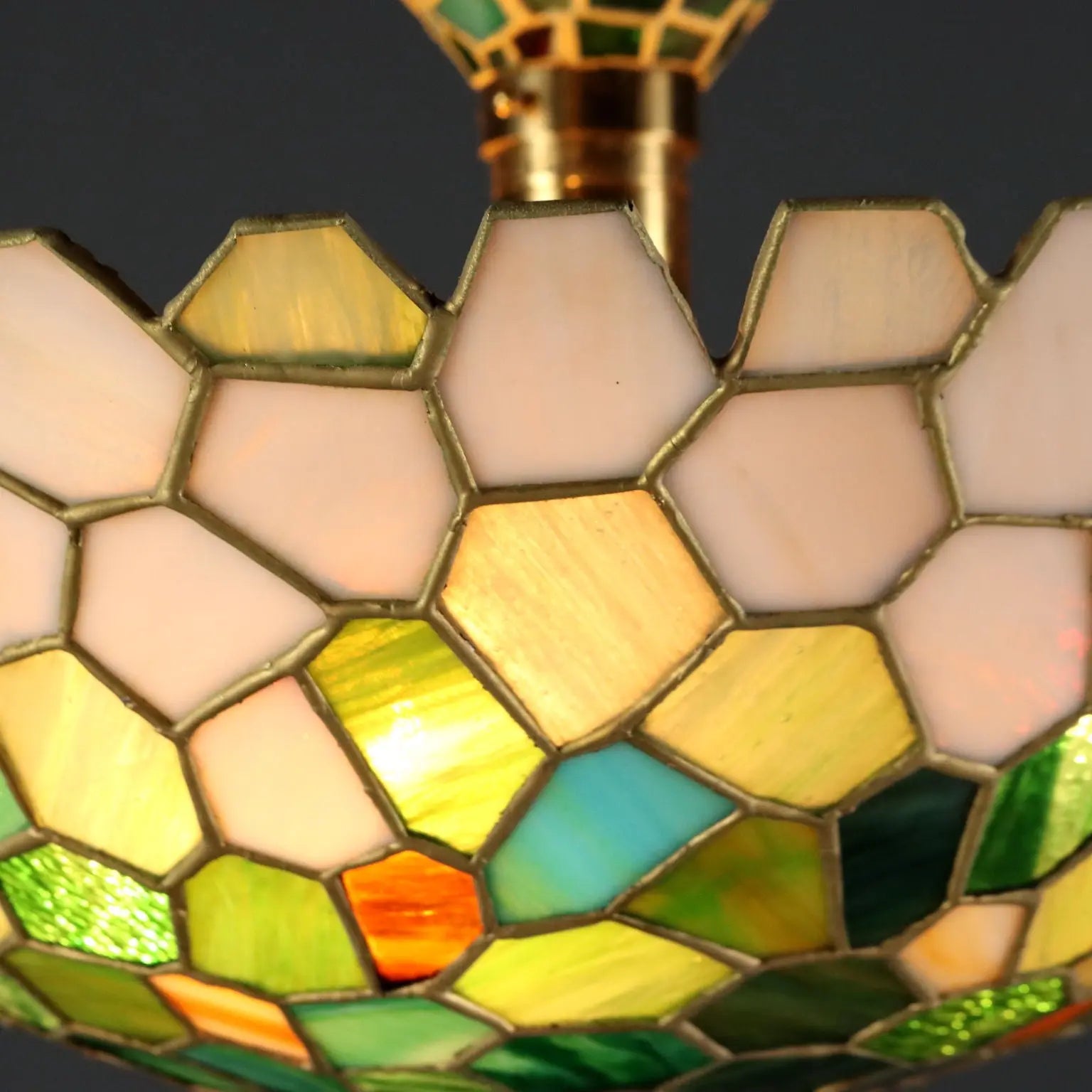 Antique Chandelier Tiffany Style Brass Glass Italy XX Century | Modernism | Lighting