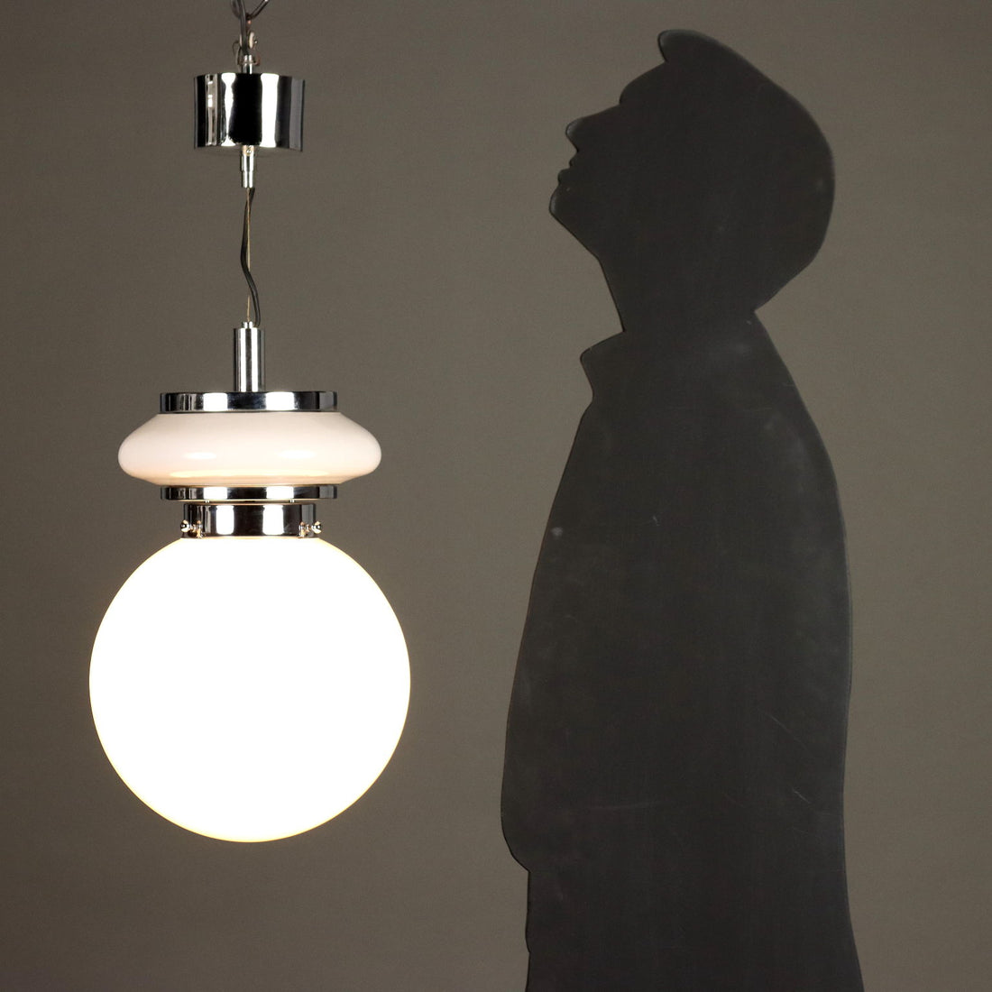 Vintage Chandelier Design White Glass Chromed Metal Italy 1970s | Modernism  Lighting