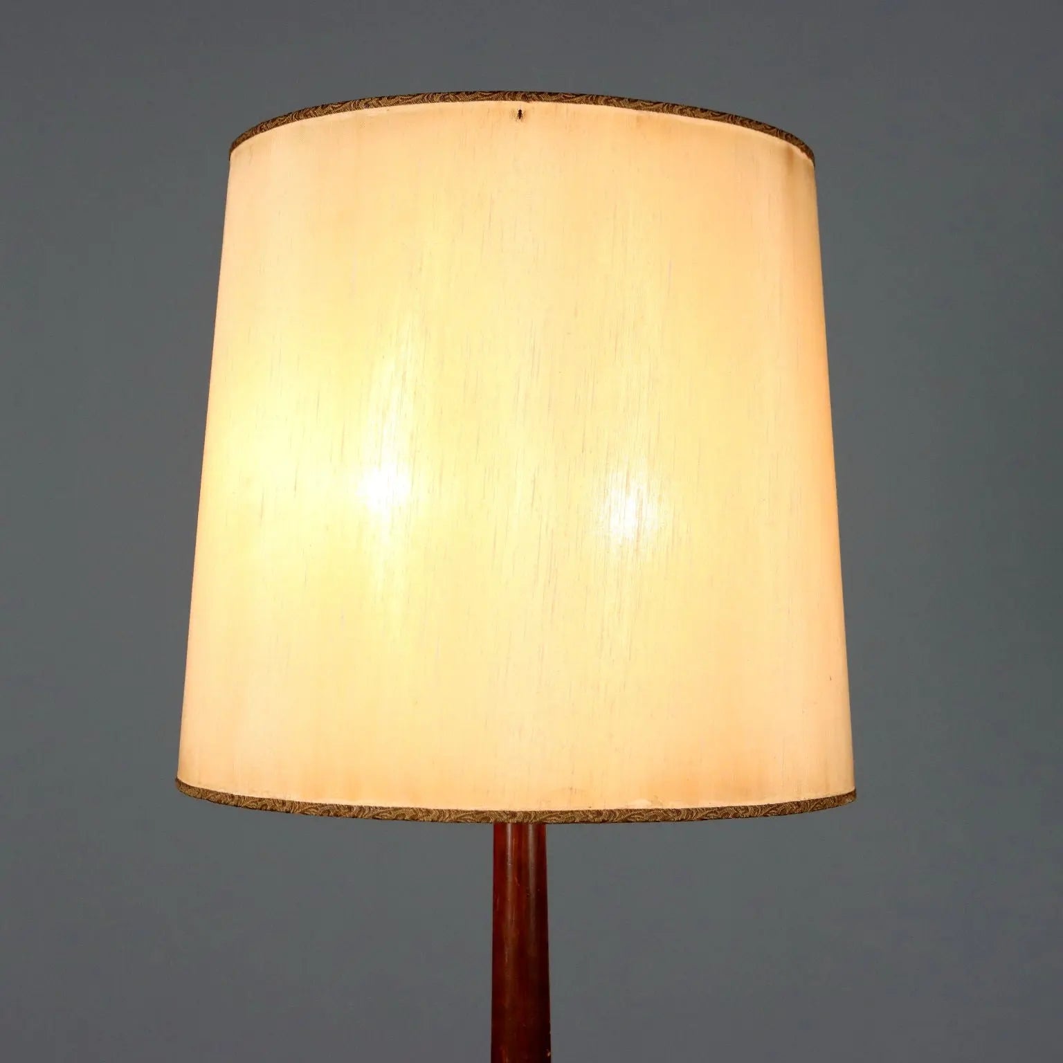 Vintage Floor Lamp Painted Wood Brass Fabric Design Italy 1950s