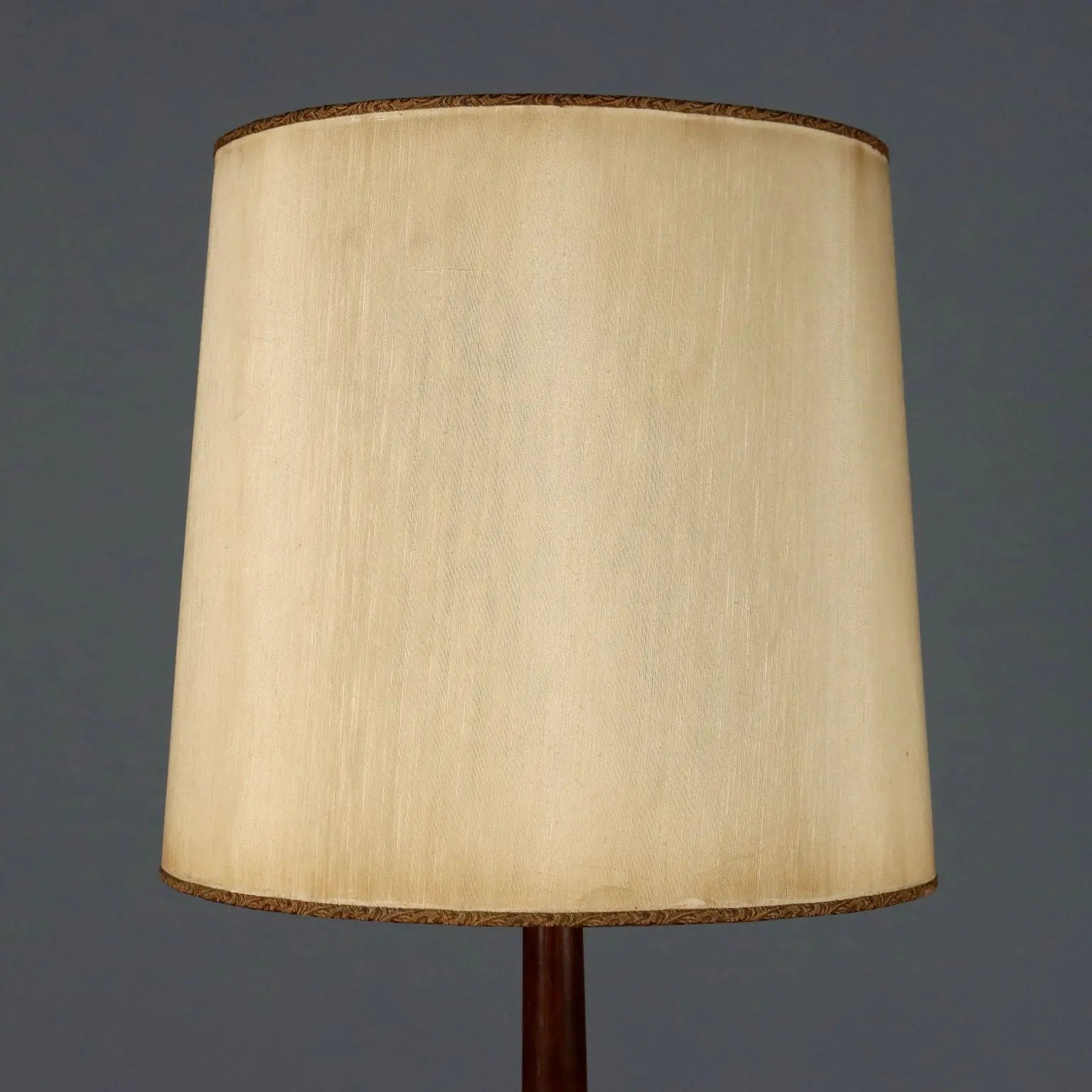 Vintage Floor Lamp Painted Wood Brass Fabric Design Italy 1950s