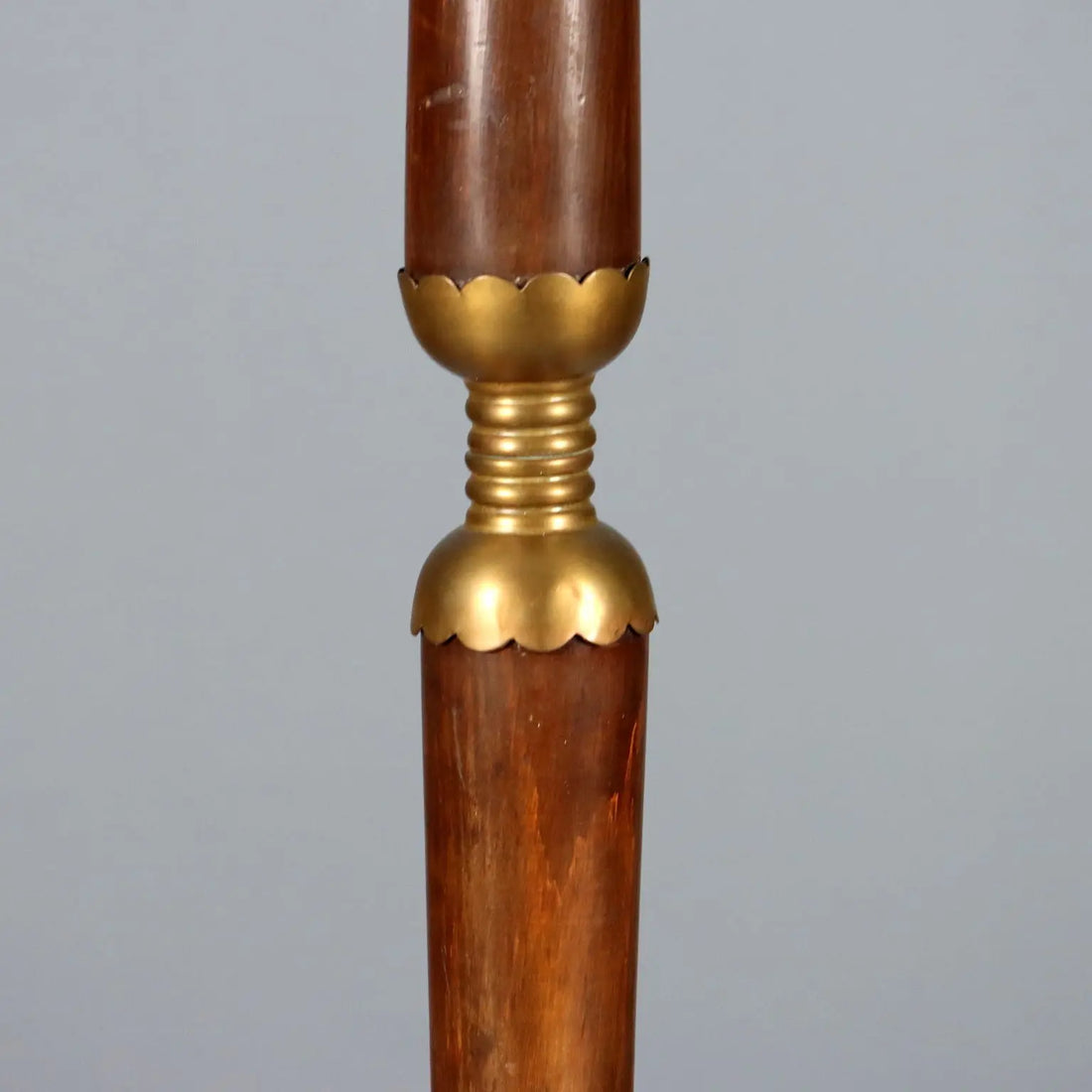 Vintage Floor Lamp Painted Wood Brass Fabric Design Italy 1950s
