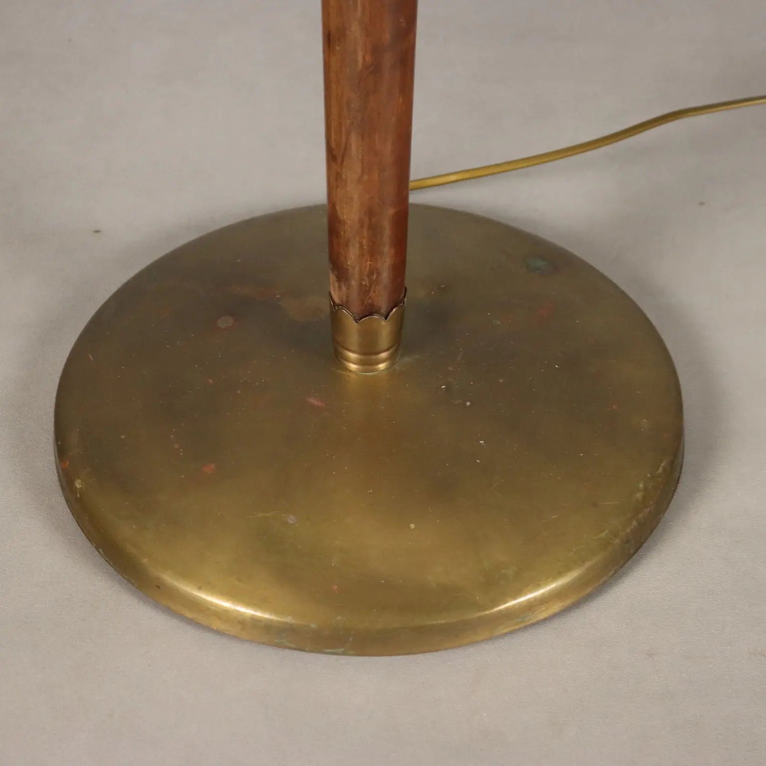 Vintage Floor Lamp Painted Wood Brass Fabric Design Italy 1950s