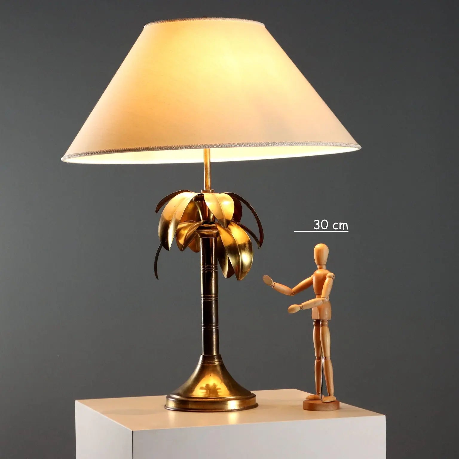 Vintage Table Lamp Brass Fabric Design Italy 1970s | Modernism | Lighting