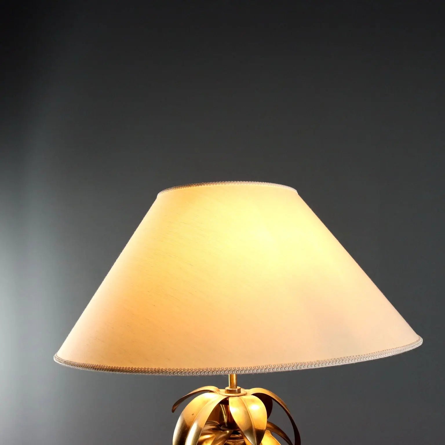 Vintage Table Lamp Brass Fabric Design Italy 1970s | Modernism | Lighting