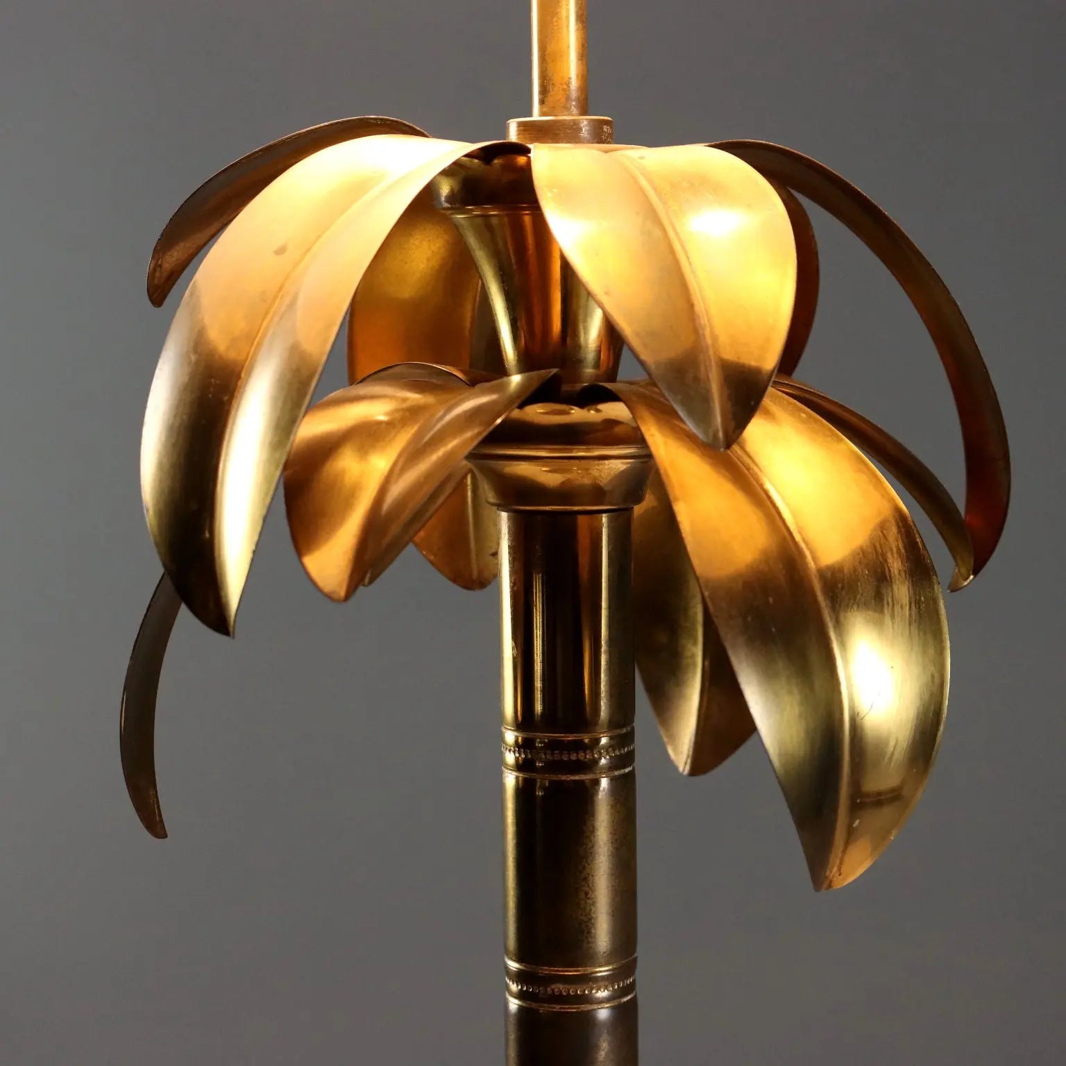 Vintage Table Lamp Brass Fabric Design Italy 1970s | Modernism | Lighting