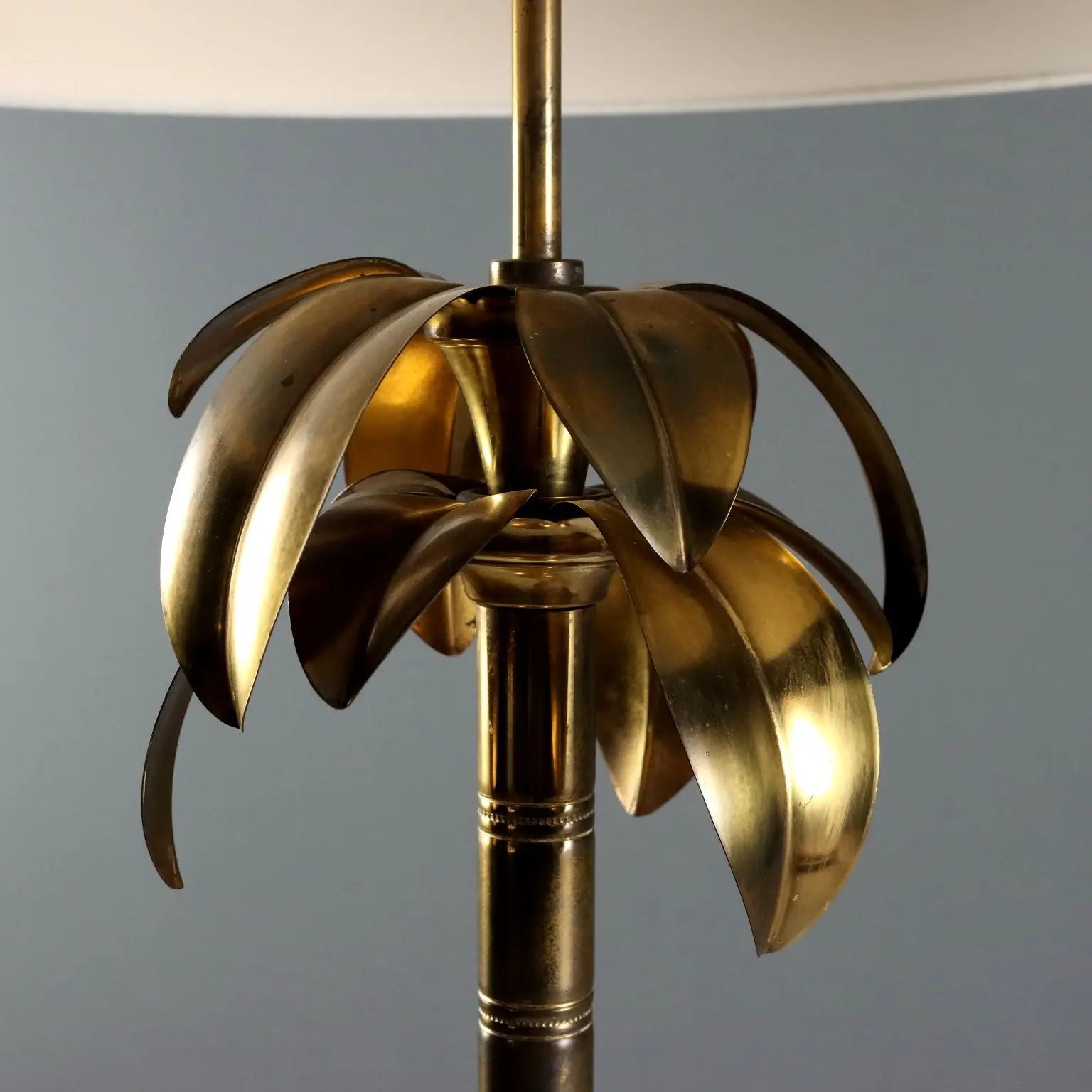 Vintage Table Lamp Brass Fabric Design Italy 1970s | Modernism | Lighting