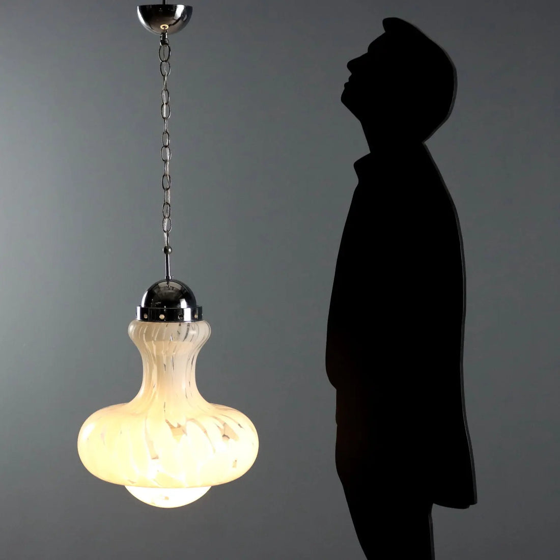 Vintage Lamp Glass Chromed Metal Design Italy 1960s-1970s | Modernism | Lighting