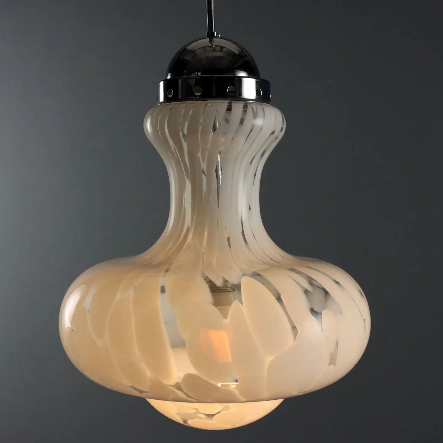 Vintage Lamp Glass Chromed Metal Design Italy 1960s-1970s | Modernism | Lighting