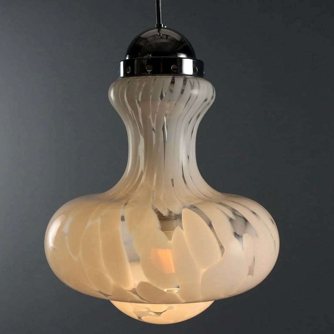 Vintage Lamp Glass Chromed Metal Design Italy 1960s-1970s | Modernism | Lighting