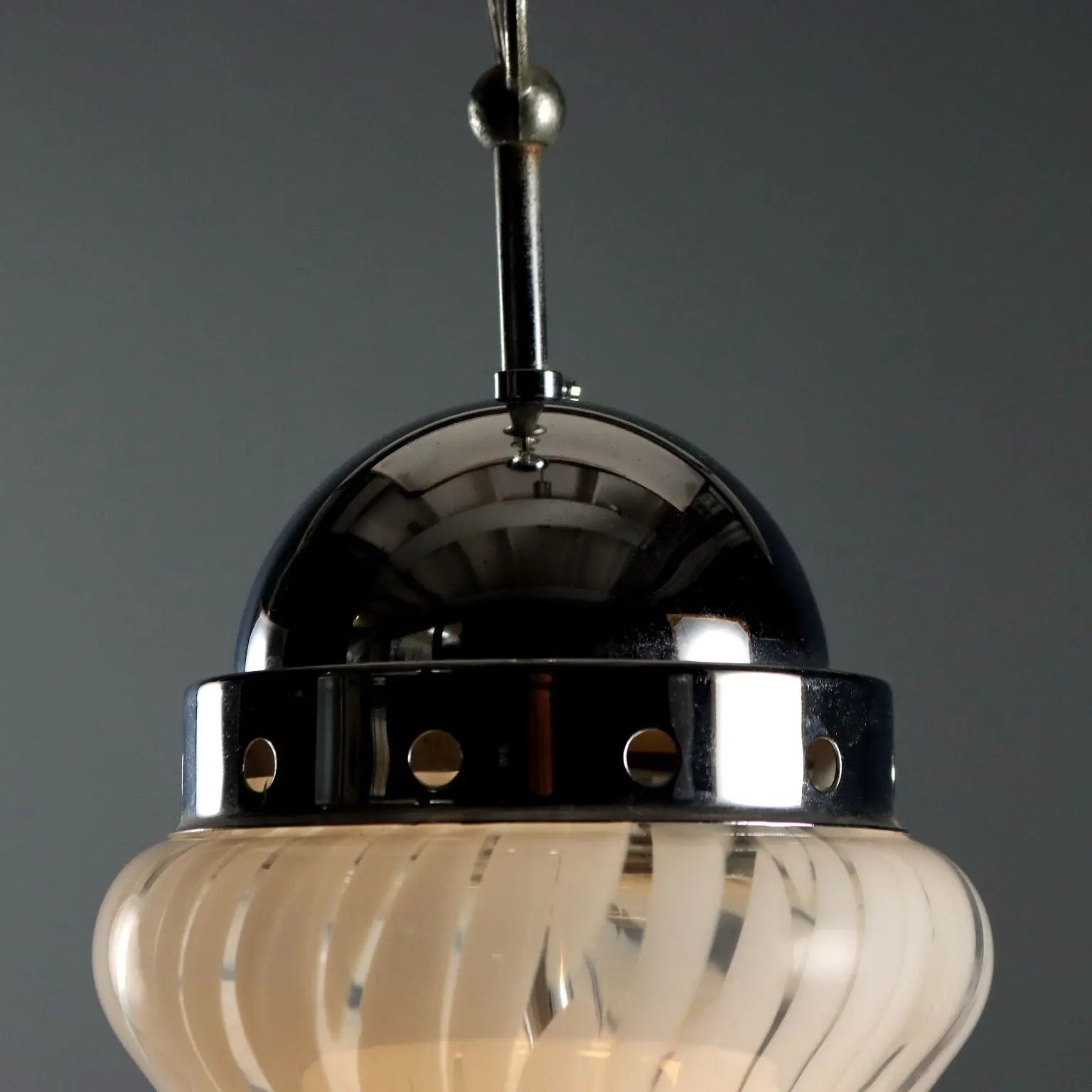 Vintage Lamp Glass Chromed Metal Design Italy 1960s-1970s | Modernism | Lighting