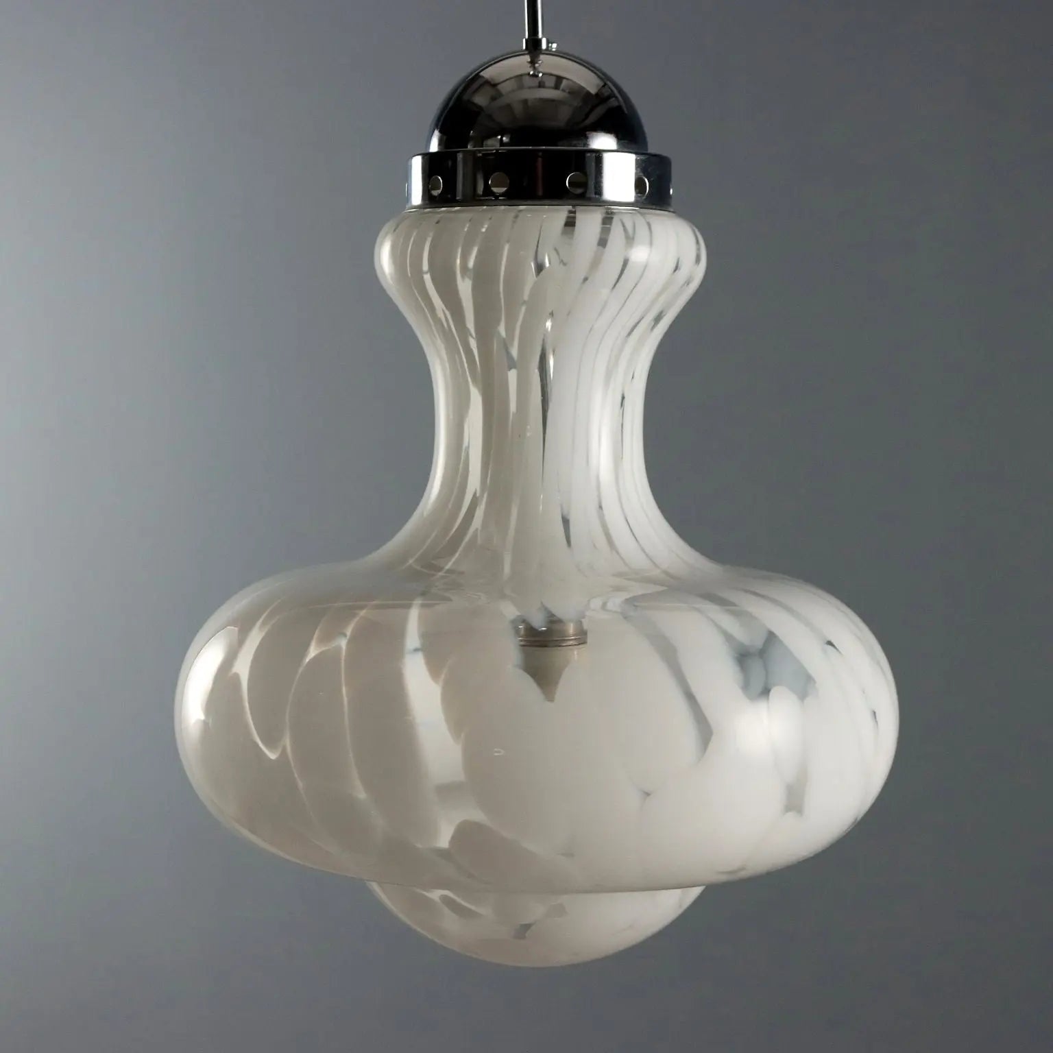 Vintage Lamp Glass Chromed Metal Design Italy 1960s-1970s | Modernism | Lighting