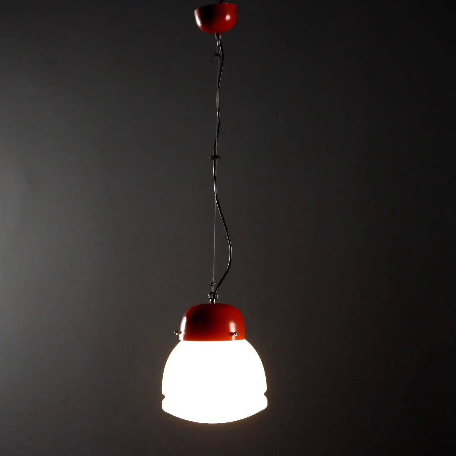 Vintage Lamp Enamelled Aluminium Glass Design 1960s | Modernism | Lighting