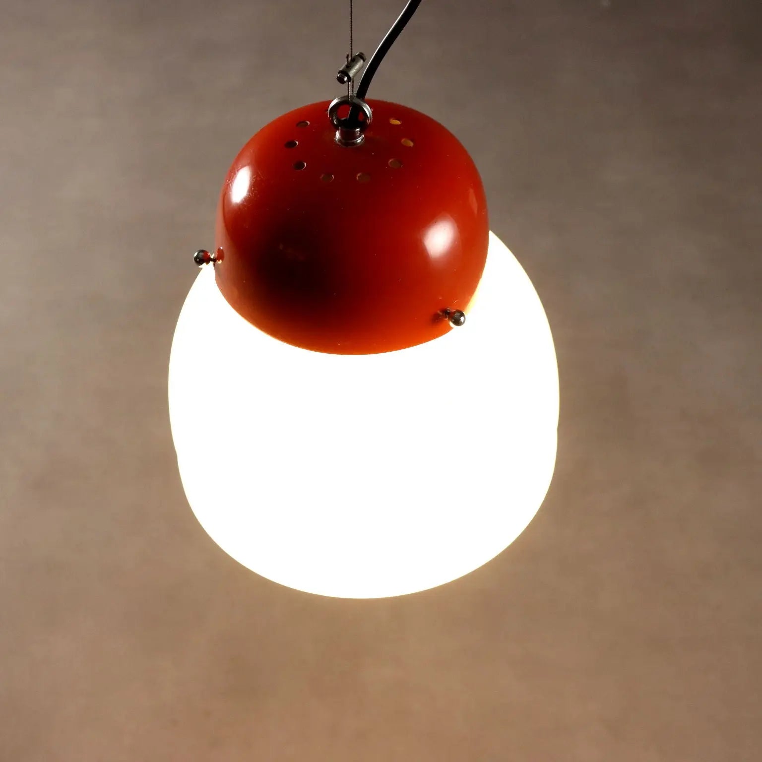 Vintage Lamp Enamelled Aluminium Glass Design 1960s | Modernism | Lighting