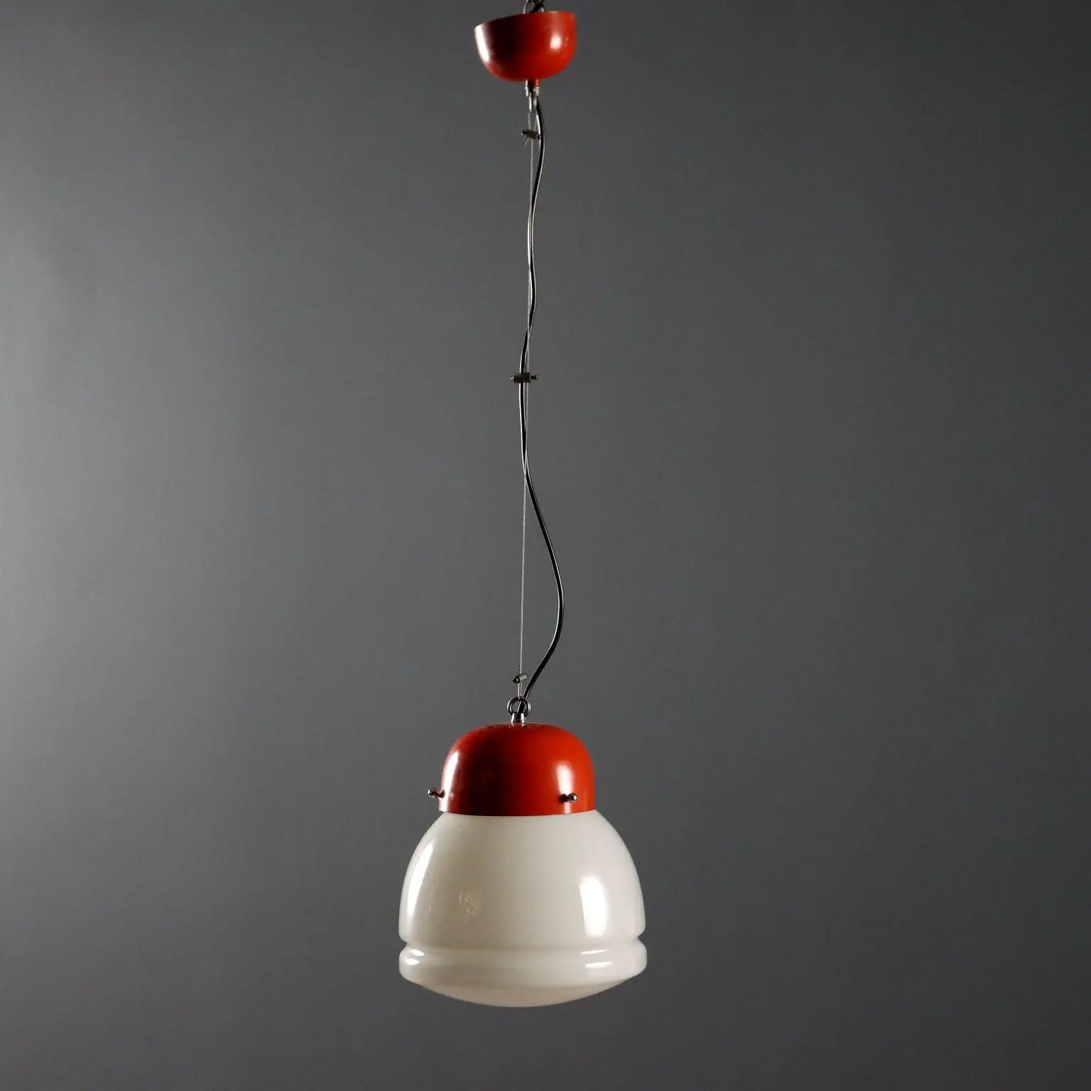 Vintage Lamp Enamelled Aluminium Glass Design 1960s | Modernism | Lighting