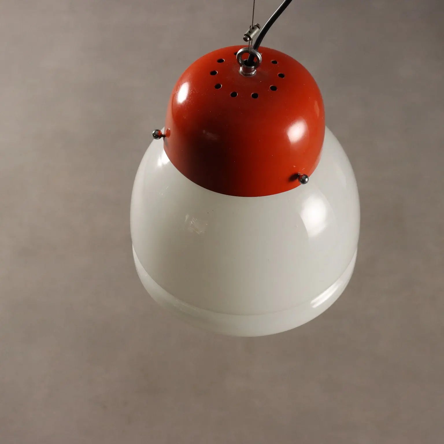 Vintage Lamp Enamelled Aluminium Glass Design 1960s | Modernism | Lighting
