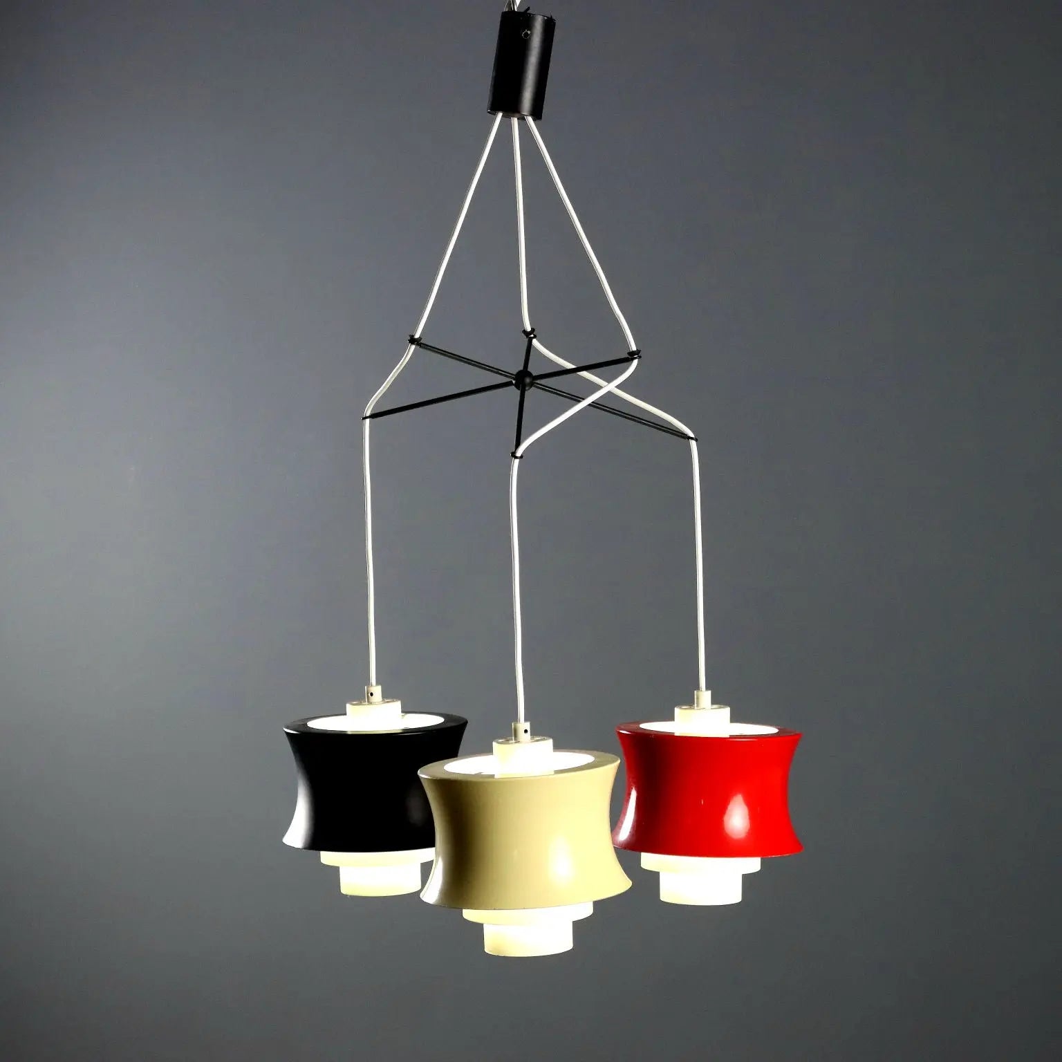 Vintage Lamp Lacquered Metal 3 Lights Design Italy 1960s | Modernism | Lighting